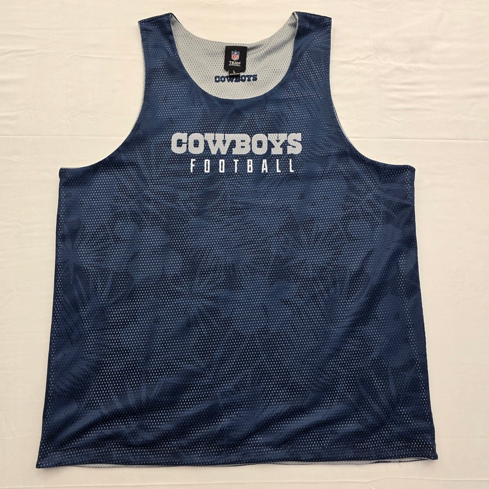 NFL Team Apparel Dallas Cowboys Football Tank Top Navy Blue Floral Mesh Mens L